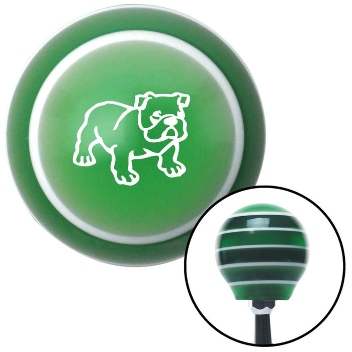 White English Bulldog Green Stripe Shift Knob with M16 x 15 Insert