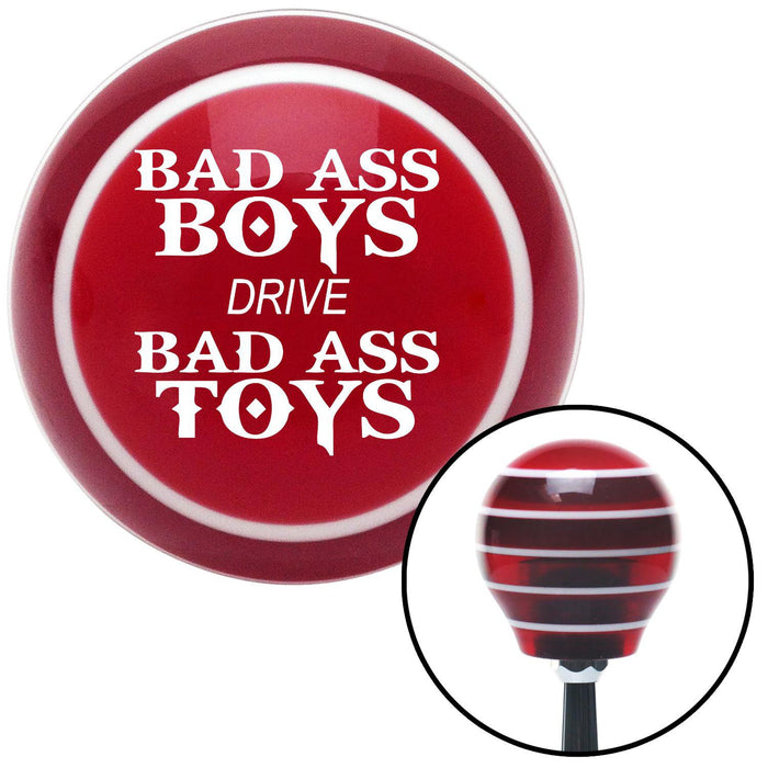 White Bad Ass Boys Drive Bad Ass Toys Red Stripe Shift Knob with M16 x 15 Insert