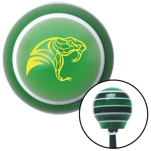 Yellow Snake Profile Green Stripe Shift Knob with M16 x 15 Insert