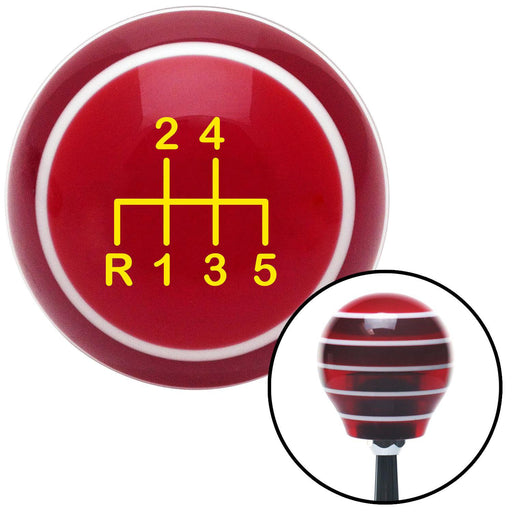 Yellow Shift Pattern 17n Red Stripe Shift Knob with M16 x 15 Insert