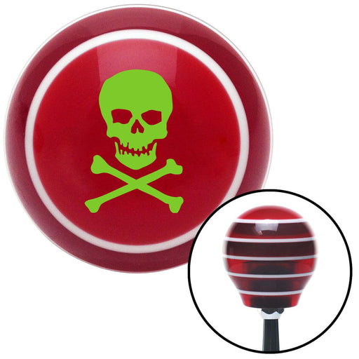 Green Skull and Bones Red Stripe Shift Knob with M16 x 15 Insert