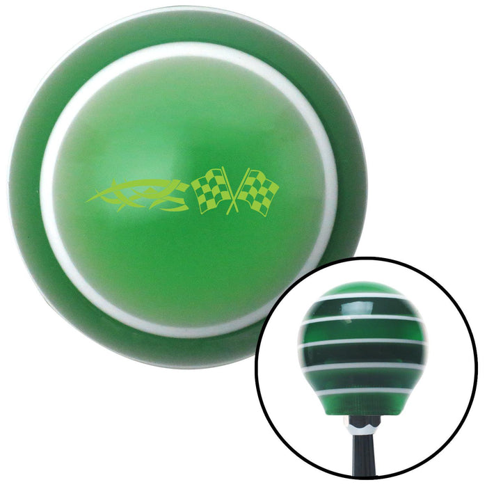 Green Tribal Sign  Racing Flags Green Stripe Shift Knob with M16 x 15 Insert