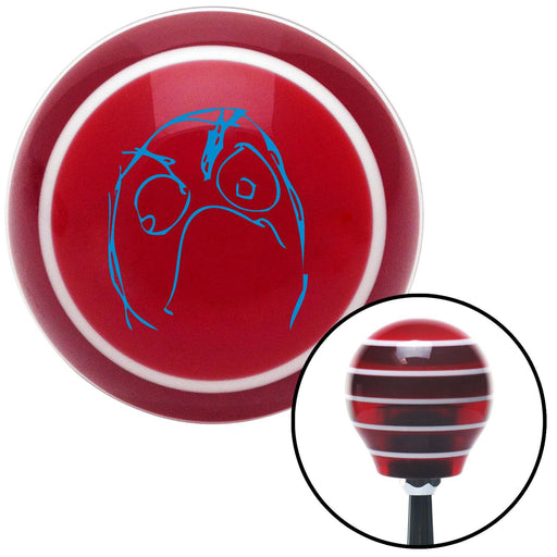 Blue Angry Meme Red Stripe Shift Knob with M16 x 15 Insert