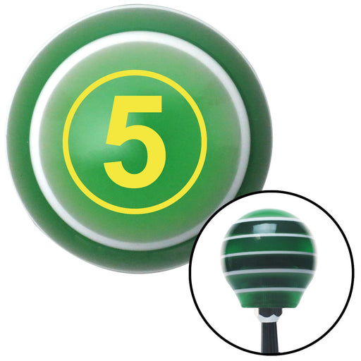 Yellow Ball 5 Green Stripe Shift Knob with M16 x 15 Insert