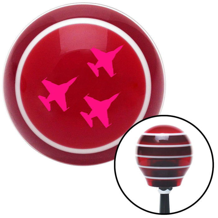 Pink Jets Red Stripe Shift Knob with M16 x 15 Insert