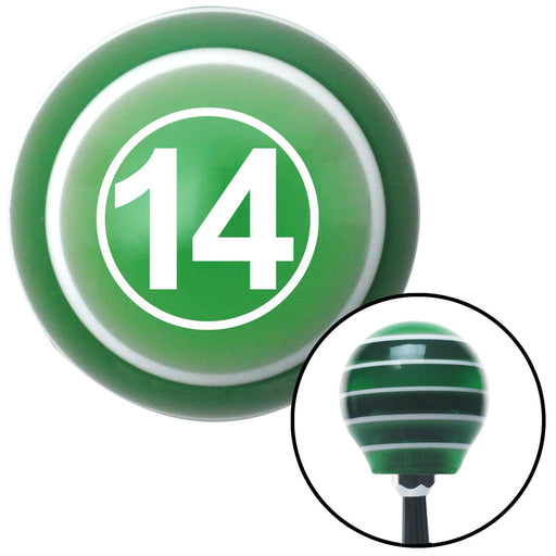 White Ball 14 Green Stripe Shift Knob with M16 x 15 Insert