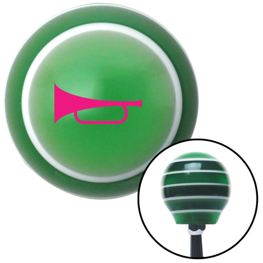 Pink Horn Trumpet Green Stripe Shift Knob with M16 x 15 Insert