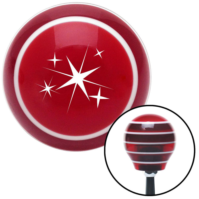 White Abstract Stars Red Stripe Shift Knob with M16 x 15 Insert