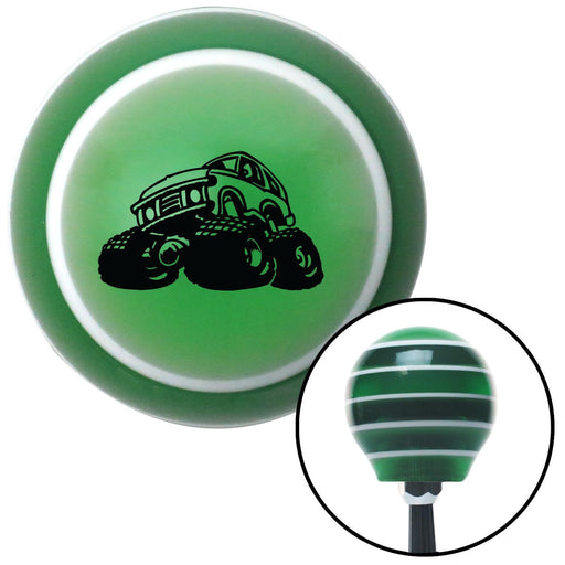 Black Monster Truck Green Stripe Shift Knob with M16 x 15 Insert