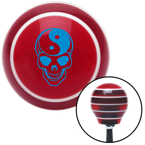 Blue Yin  Yang Skull Red Stripe Shift Knob with M16 x 15 Insert