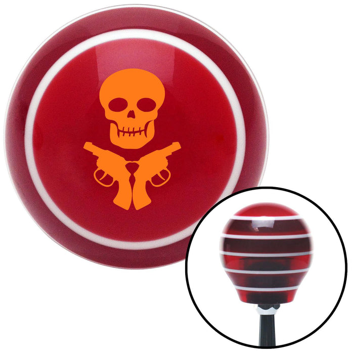 Orange Skull  Guns Red Stripe Shift Knob with M16 x 15 Insert