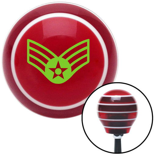 Green Senior Airman Red Stripe Shift Knob with M16 x 15 Insert