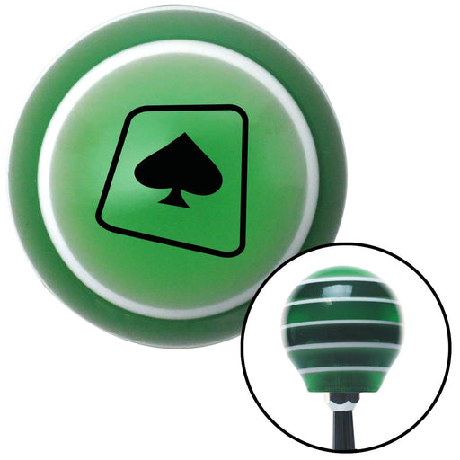 Black Spade on a Card Green Stripe Shift Knob with M16 x 15 Insert