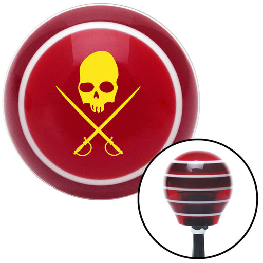 Yellow Skull  Swords Red Stripe Shift Knob with M16 x 15 Insert