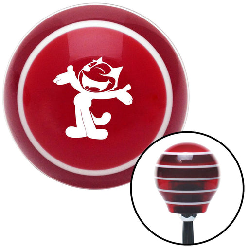 White Felix The Cat Classic Red Stripe Shift Knob with M16 x 15 Insert