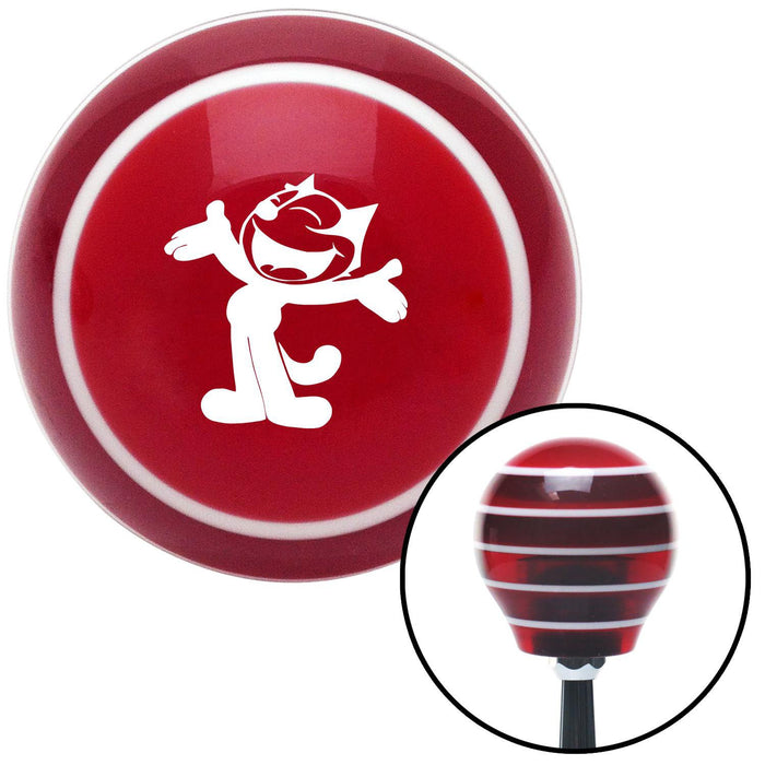 White Felix The Cat Classic Red Stripe Shift Knob with M16 x 15 Insert