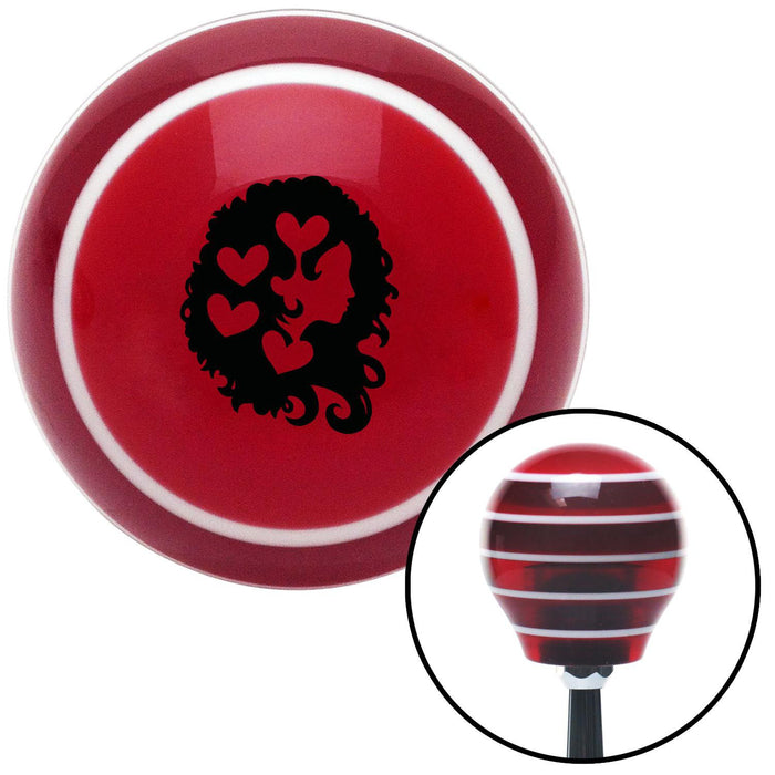 Black Heart Girl Red Stripe Shift Knob with M16 x 15 Insert