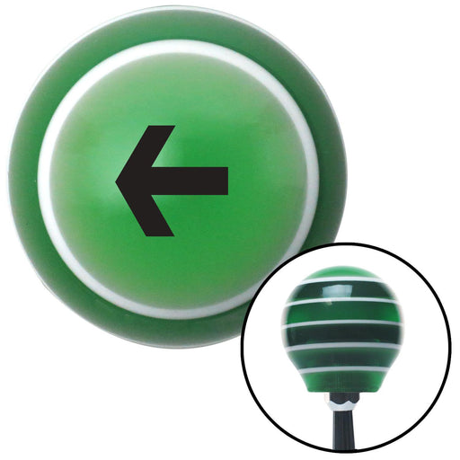 Black Solid Arrow Left Green Stripe Shift Knob with M16 x 15 Insert