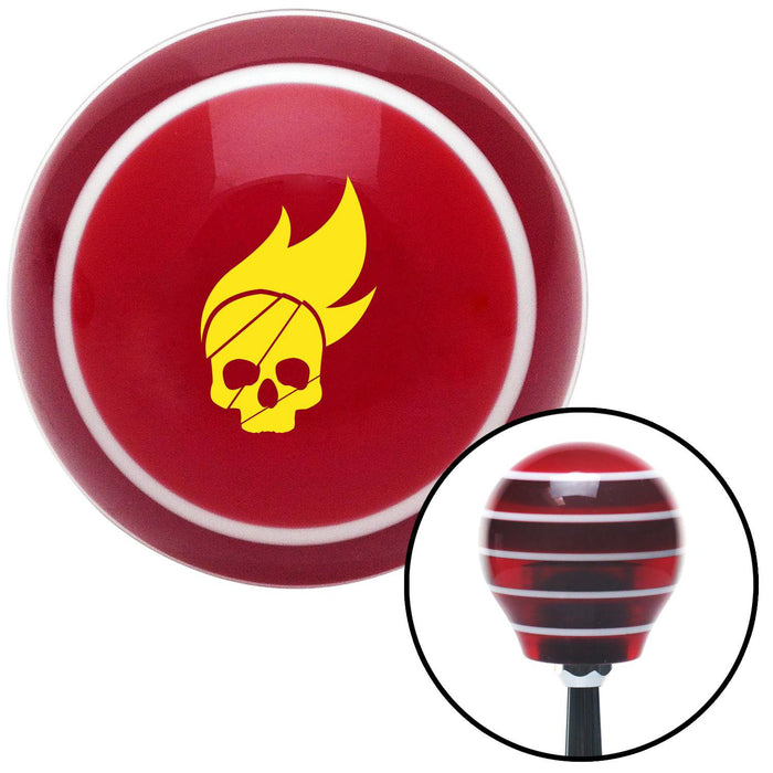 Yellow Skull Flame Red Stripe Shift Knob with M16 x 15 Insert