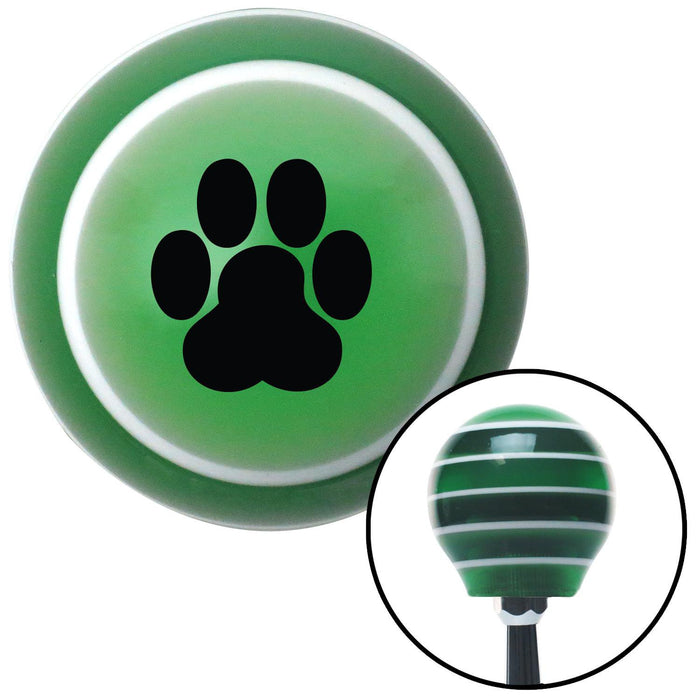 Black Pawprint Green Stripe Shift Knob with M16 x 15 Insert