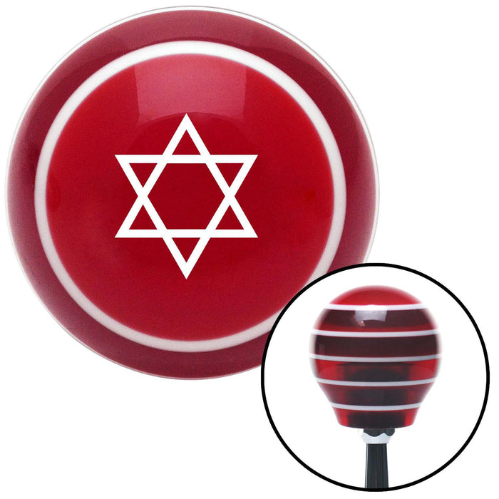 White Star of David Red Stripe Shift Knob with M16 x 15 Insert