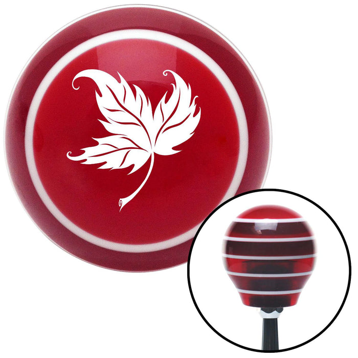 White Falling Leaf Red Stripe Shift Knob with M16 x 15 Insert