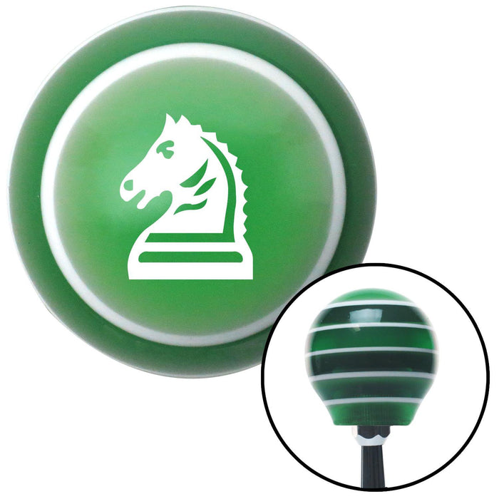 White Knight Horse Green Stripe Shift Knob with M16 x 15 Insert