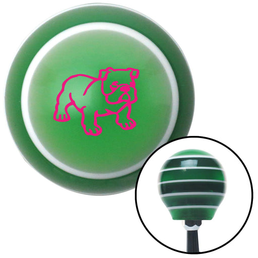 Pink English Bulldog Green Stripe Shift Knob with M16 x 15 Insert