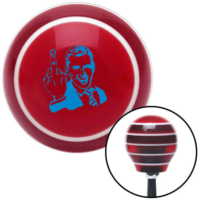 Blue Middle Finger Red Stripe Shift Knob with M16 x 15 Insert