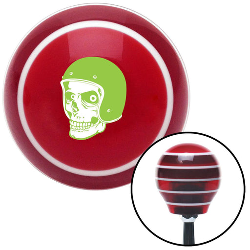 Green Hellraiser Skull Red Stripe Shift Knob with M16 x 15 Insert