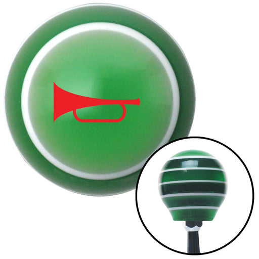 Red Horn Trumpet Green Stripe Shift Knob with M16 x 15 Insert