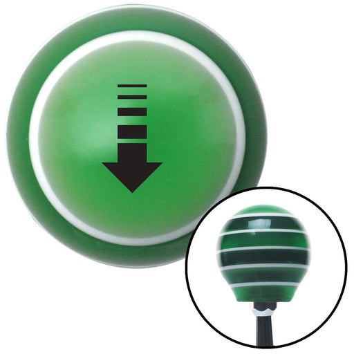 Black Broken Directional Arrow Down Green Stripe Shift Knob with M16 x 15 Insert