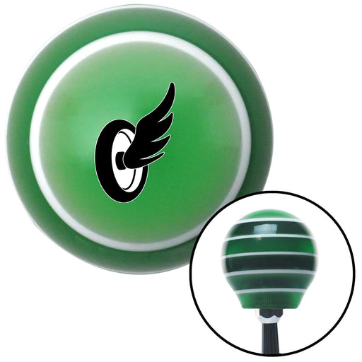 Wheel With Wing Green Stripe Shift Knob with M16 x 15 Insert