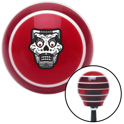 Mask Black  White  Red Stripe Shift Knob with M16 x 15 Insert