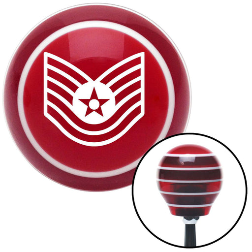 White Technical Sergeant Red Stripe Shift Knob with M16 x 15 Insert