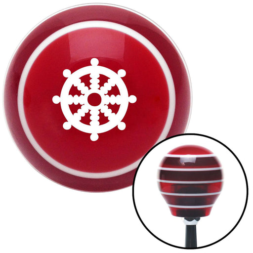 White Wheel of Dharma Red Stripe Shift Knob with M16 x 15 Insert