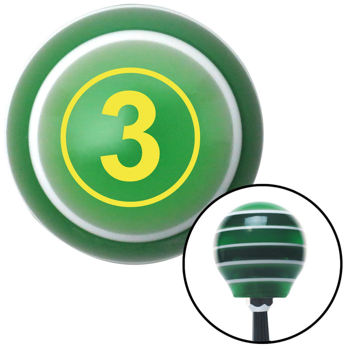 Yellow Ball 3 Green Stripe Shift Knob with M16 x 15 Insert