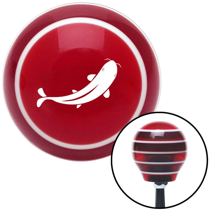 White Marine Koi Red Stripe Shift Knob with M16 x 15 Insert