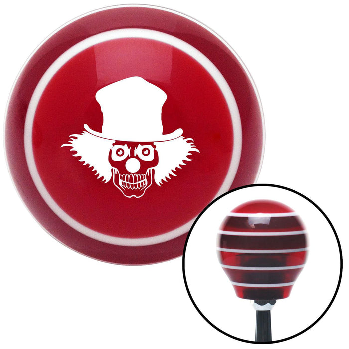 White Skull Clown Red Stripe Shift Knob with M16 x 15 Insert