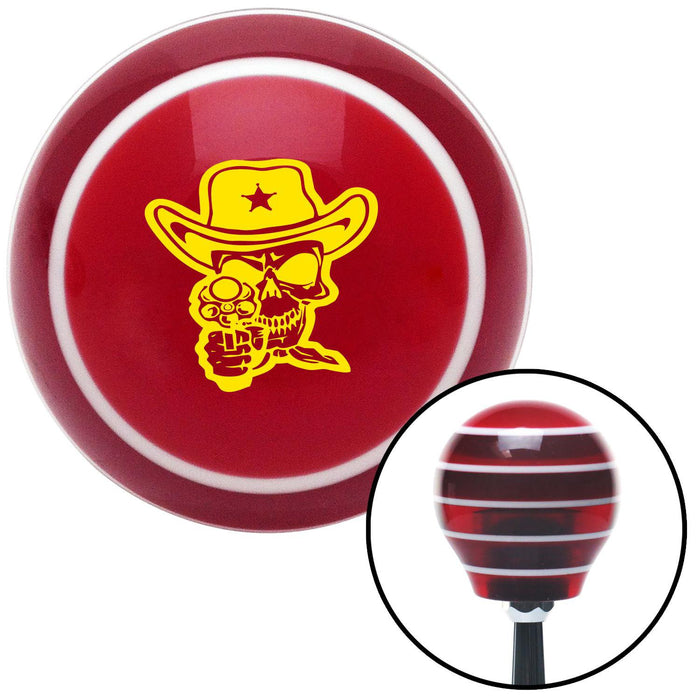 Yellow Cowboy Skull Red Stripe Shift Knob with M16 x 15 Insert