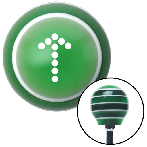 White Dotted Directional Arrow Up Green Stripe Shift Knob with M16 x 15 Insert