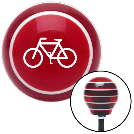 White Bicycle Red Stripe Shift Knob with M16 x 15 Insert