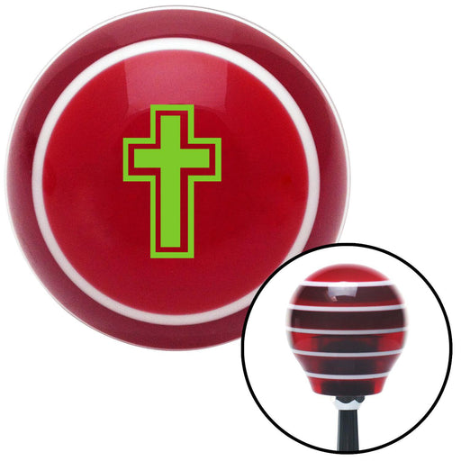 Green Christian Cross Red Stripe Shift Knob with M16 x 15 Insert