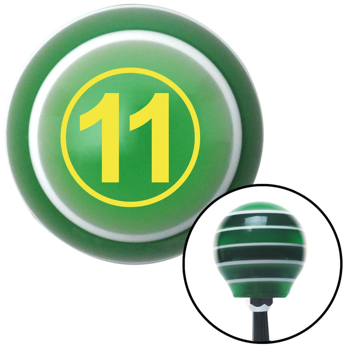 Yellow Ball 11 Green Stripe Shift Knob with M16 x 15 Insert