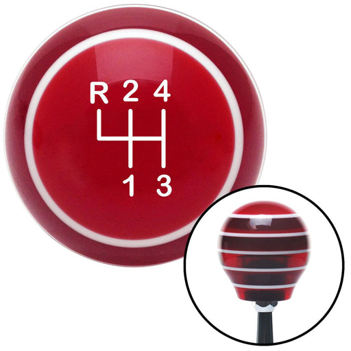 White Shift Pattern 8n Red Stripe Shift Knob with M16 x 15 Insert