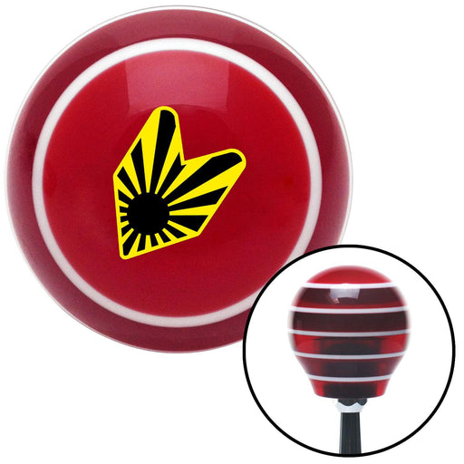 Caution Rising Sun Wakaba Leaf Red Stripe Shift Knob with M16 x 15 Insert