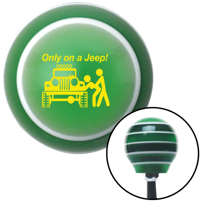 Yellow Only On A Jeep Green Stripe Shift Knob with M16 x 15 Insert