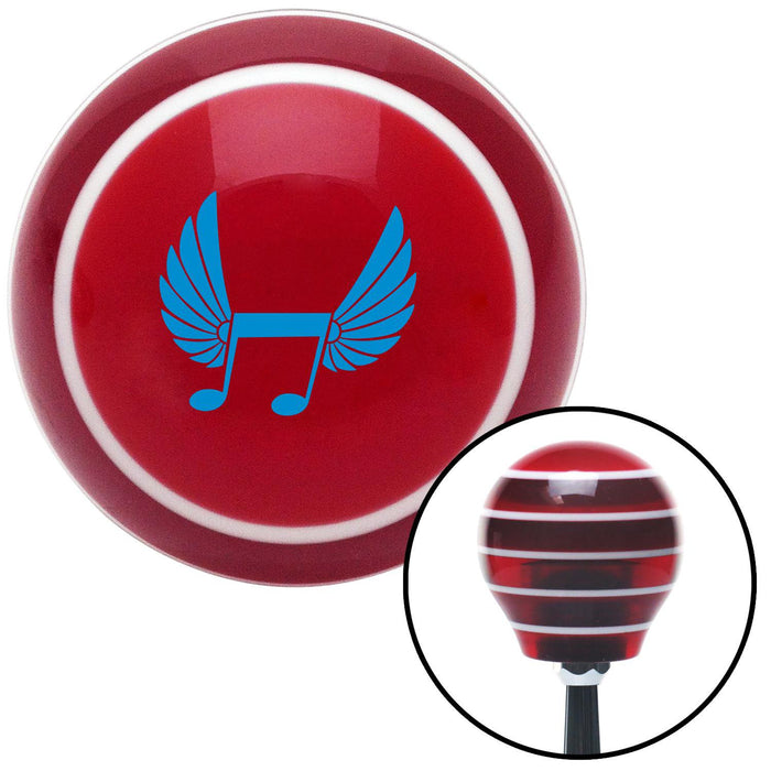 Blue Musical Note w Wings Red Stripe Shift Knob with M16 x 15 Insert