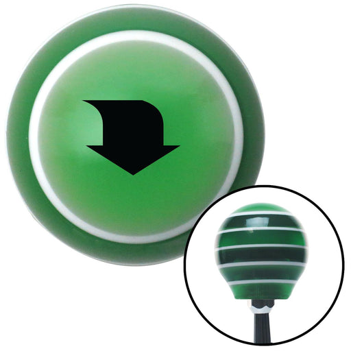 Black Fat Solid Arrow Down Green Stripe Shift Knob with M16 x 15 Insert