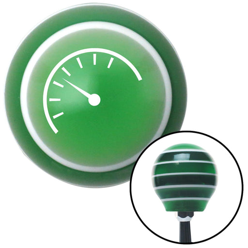 White Instrument Gauge Green Stripe Shift Knob with M16 x 15 Insert